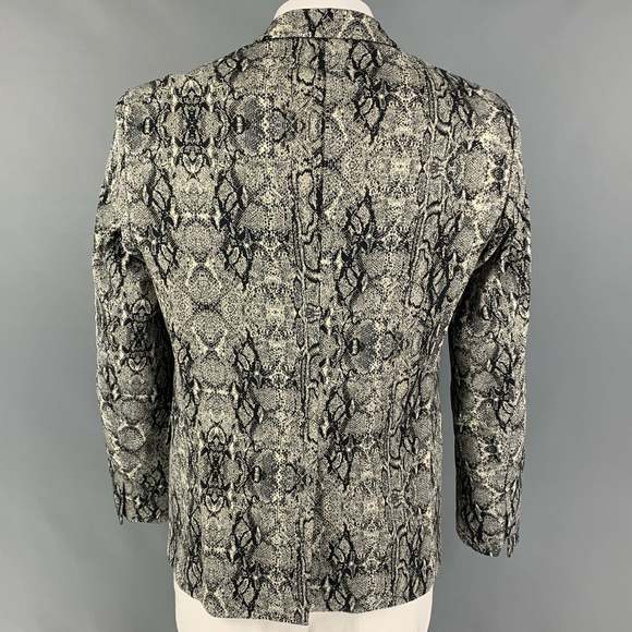 JUST CAVALLI Grey Black Snake Skin Print Cotton Blend Peak Lapel Sport Coat - Picture 3 of 7